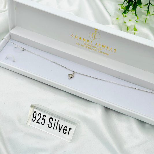 Leaf charm 925 Sterling Silver Anklet WAS02