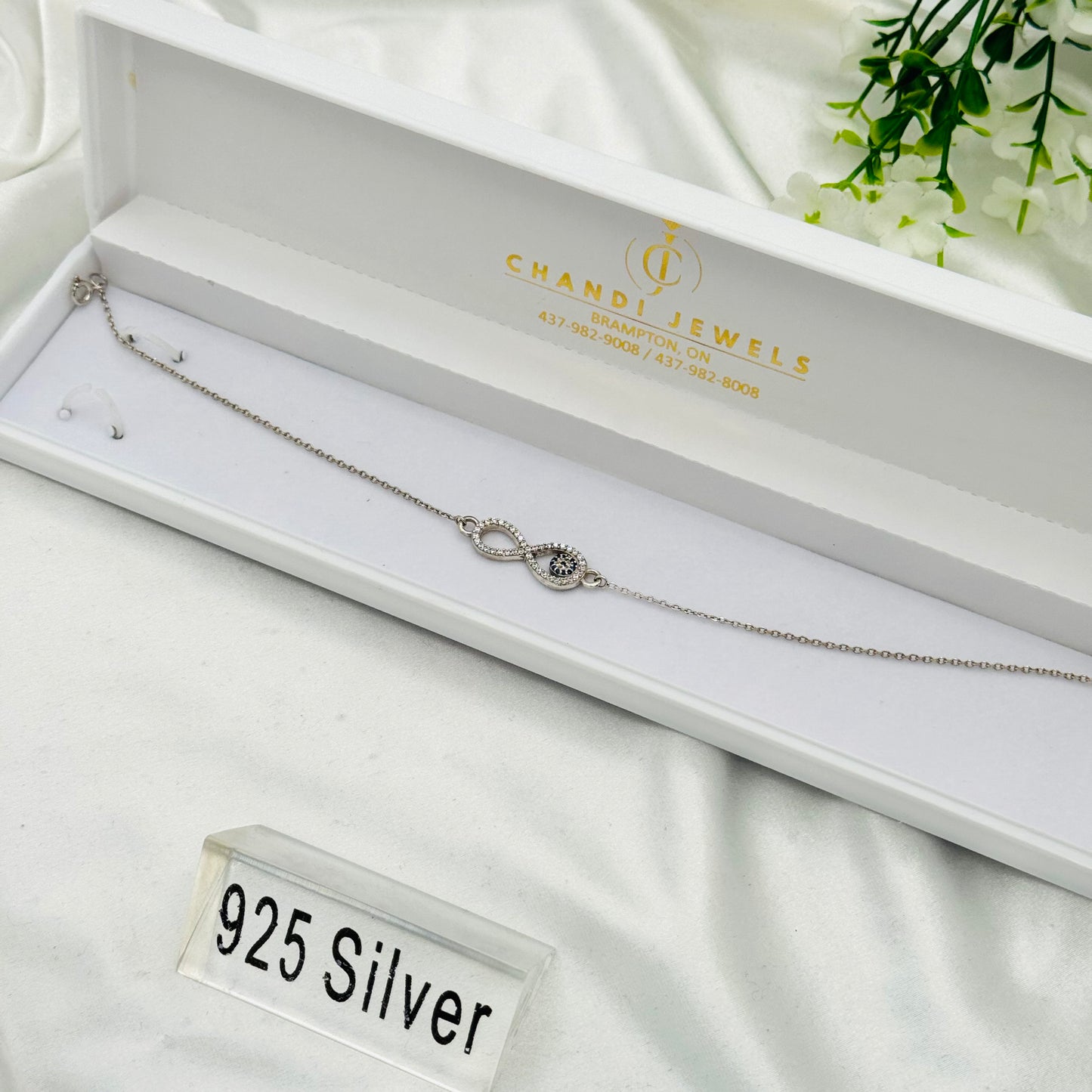 Infinity Evileye 925 Sterling Silver Anklet WAS25
