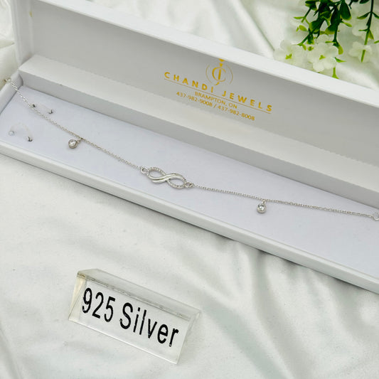 Infinity 925 Sterling Silver Anklet WAS22
