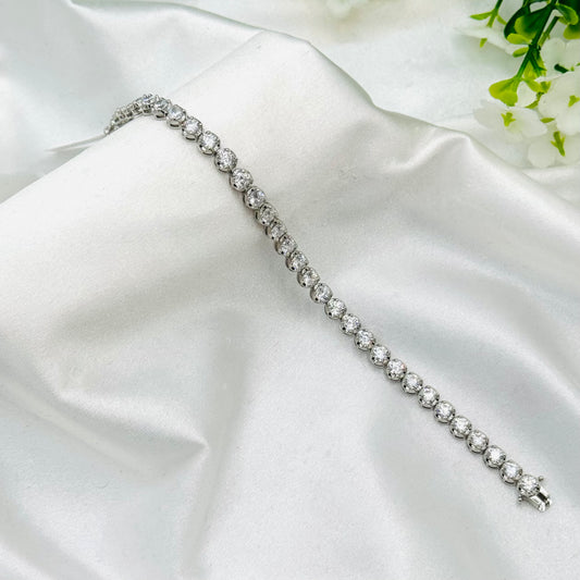 Round Tennis Bracelet with Moissanites In 925 Sterling Silver WBT31