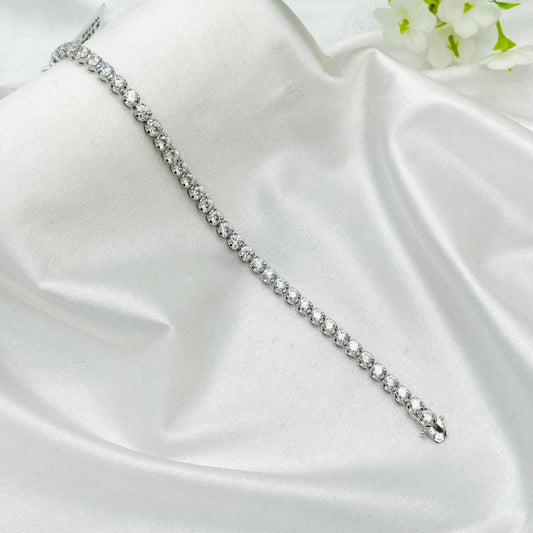 Round Tennis Bracelet with Moissanites In 925 Sterling Silver WBT32