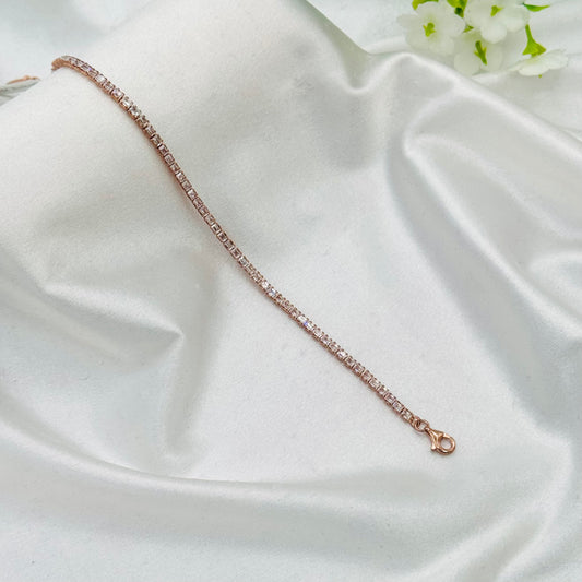Rose-gold Plated Tennis Bracelet In Sterling Silver In Canada WBT41