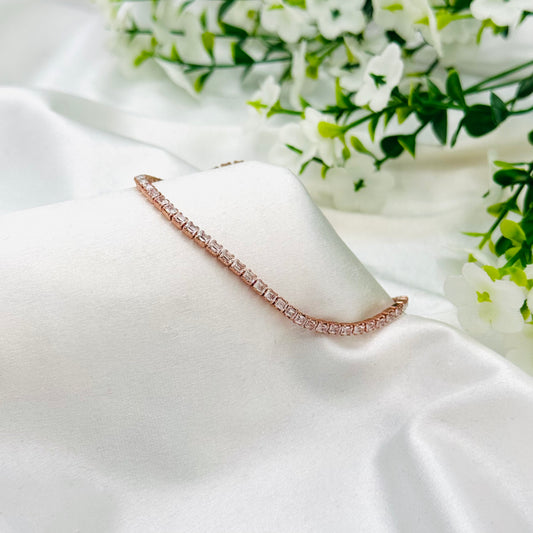 Rose-gold Plated Tennis Bracelet In Sterling Silver In Canada WBT41