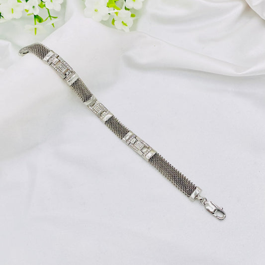 Mens Silver Bracelet with Stones MBI15