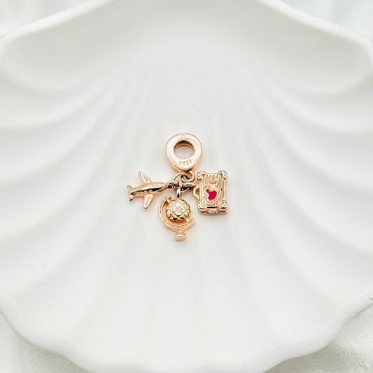 Travel Lover Rosegold Pandora 925 Sterling Silver Charm PDC09