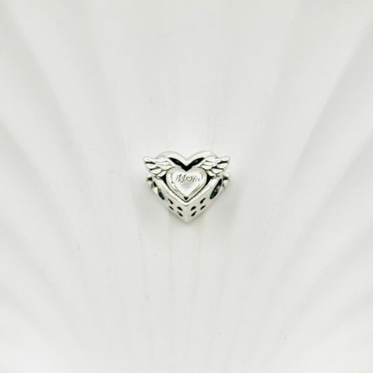 Mom Wings heart Pandora 925 Sterling Silver Charm PDC16