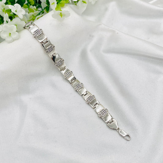 Mens Silver Bracelet with Stones MBI22