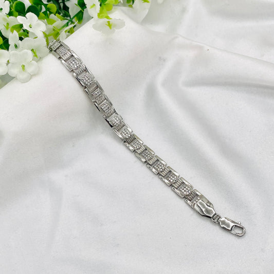 Mens Silver Bracelet with Stones MBI23
