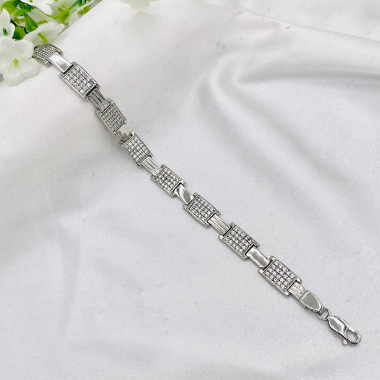 Mens Silver Bracelet with Stones MBI24