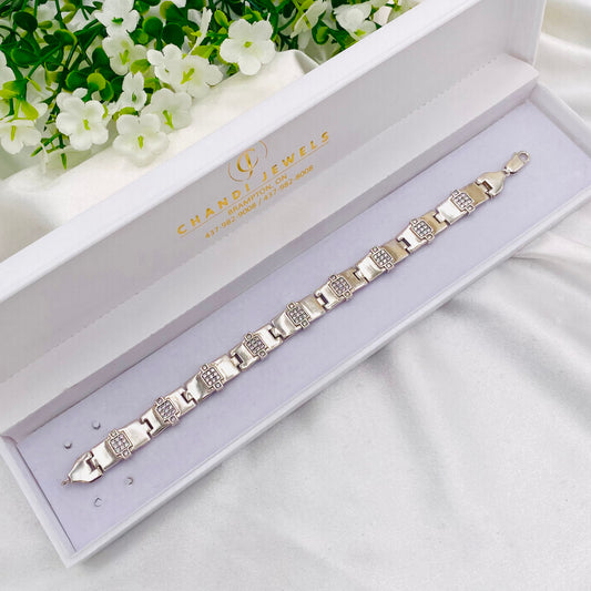 Mens Silver Bracelet with Stones MBI22