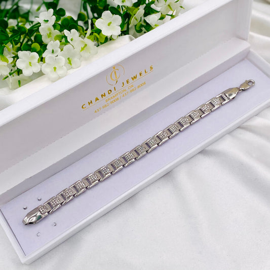 Mens Silver Bracelet with Stones MBI23