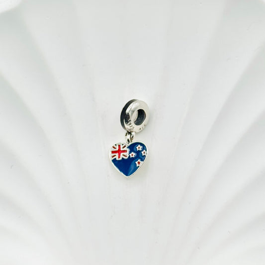 Australia Flag Heart Pandora 925 Sterling Silver Charm PDC36
