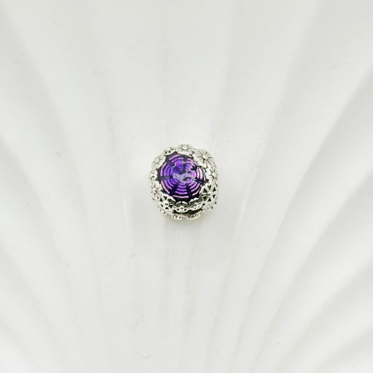 Purple floral Pandora 925 Sterling Silver Charm PDC71