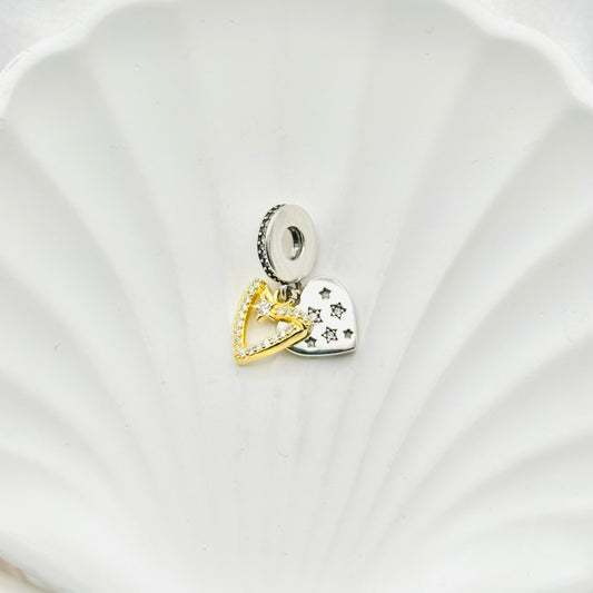 Gold Galaxy Heart Pandora 925 Sterling Silver Charm PDC81