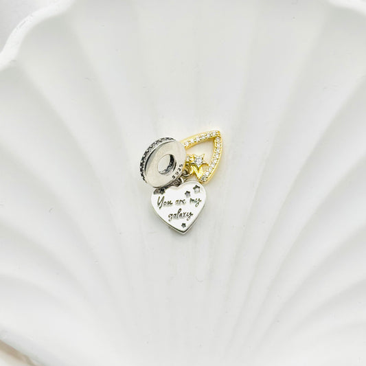 Gold Galaxy Heart Pandora 925 Sterling Silver Charm PDC81