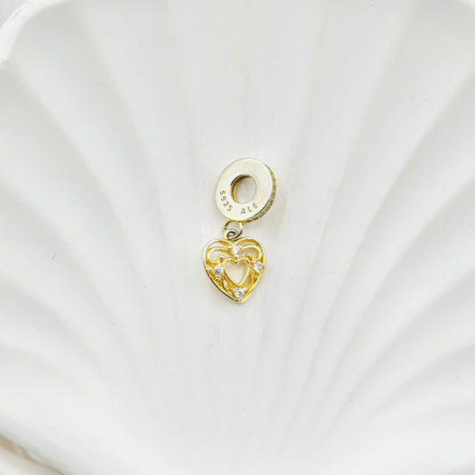 Gold Heart Pandora 925 Sterling Silver Charm PDC82