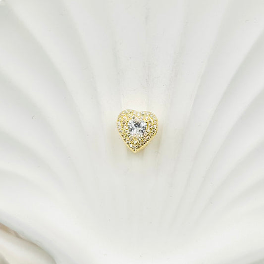 Shiny Crystal Heart Gold Pandora 925 Sterling Silver Charm PDC85