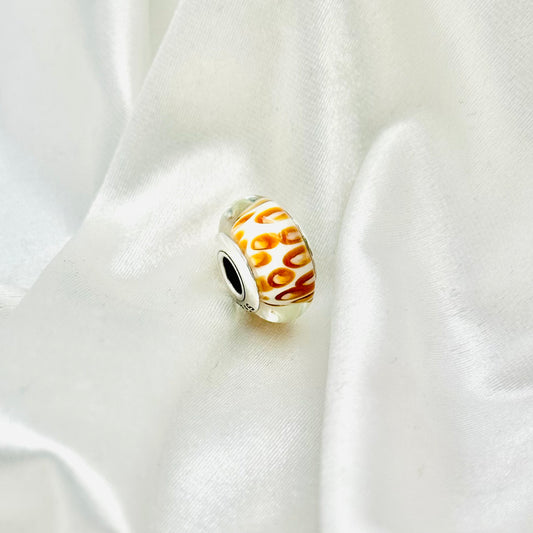 Orange Python Murano Glass Pandora 925 Sterling Silver Charm PDC106