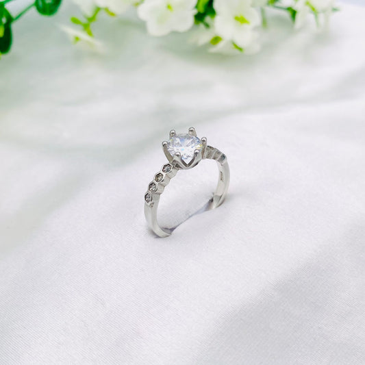 Women Round SolitaireSilver Ring WRI14