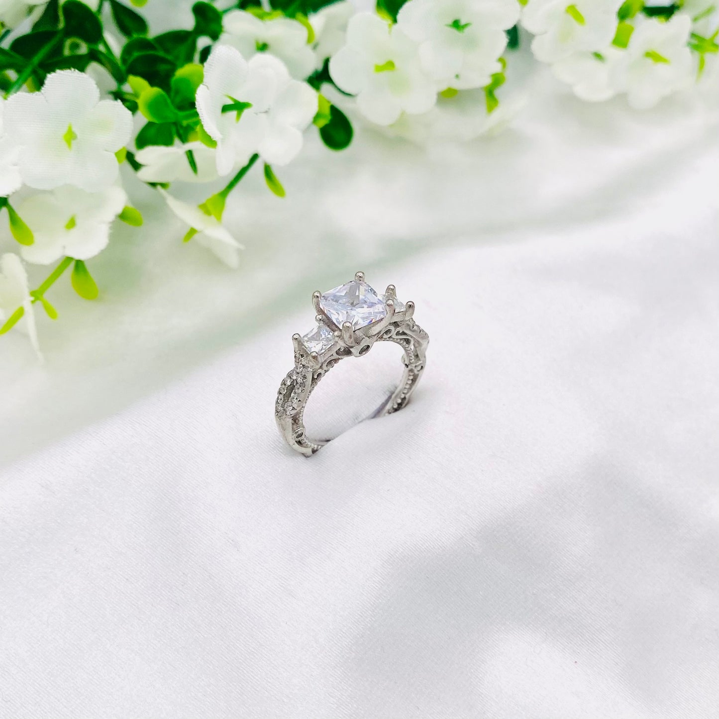 Women Triple Square cut Silver Ring WRI17