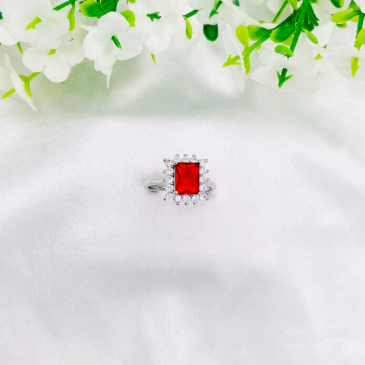 Women Ruby Solitaire Silver Ring WRI32