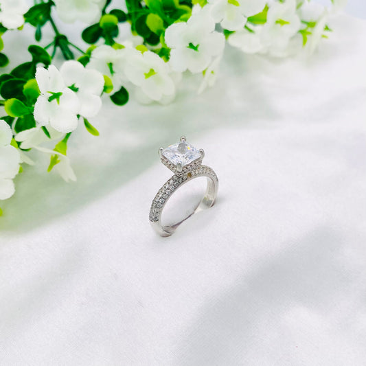 Women Princess Solitaire Valentines Silver Ring WRI39