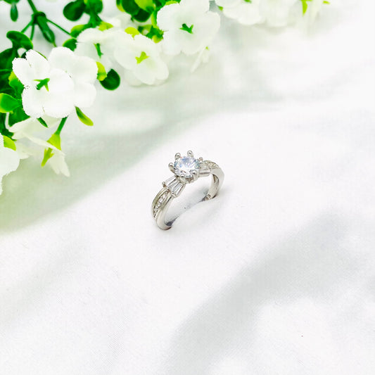 Women Solitaire Silver Band WRI44