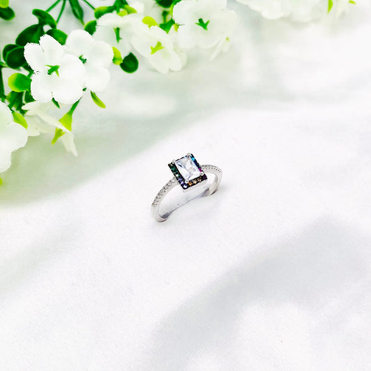 Women Multi-color Silver Ring WRI46