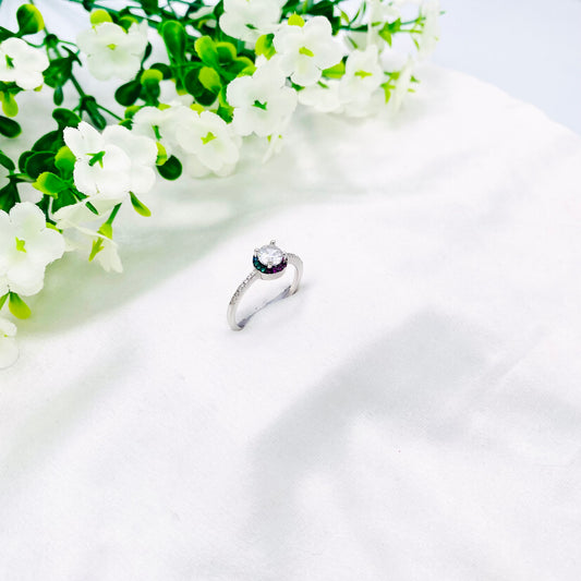 Women Multi-color Silver Ring WRI47