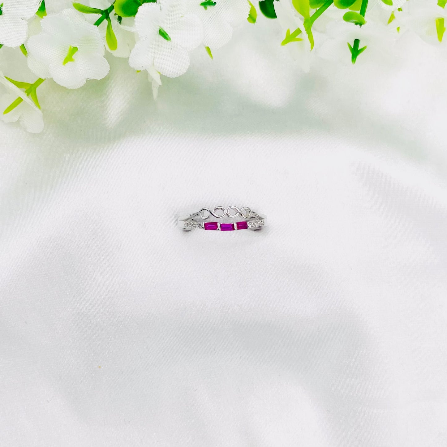 Women Infinity Ruby silver Band WRI60
