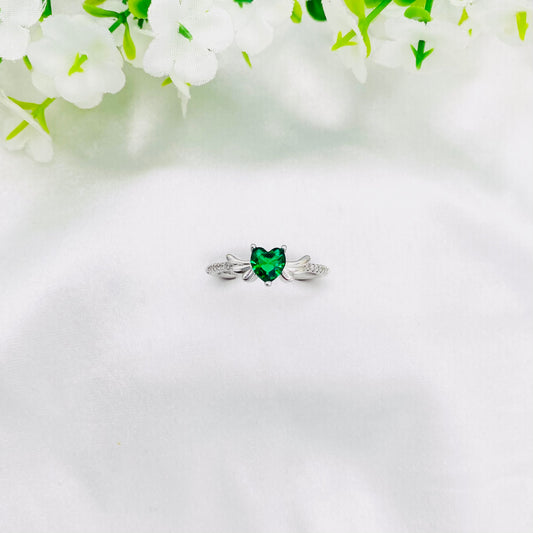 Women Emerald Heart silver Ring WRI63