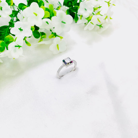 Women Multi-color Silver Ring WRI113