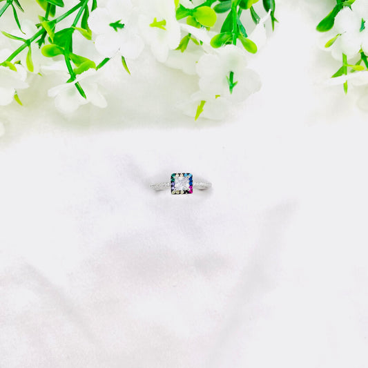 Women Multi-color Silver Ring WRI113