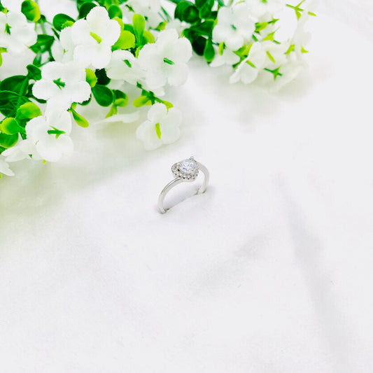 Women Flower Heart Silver Ring WRI116