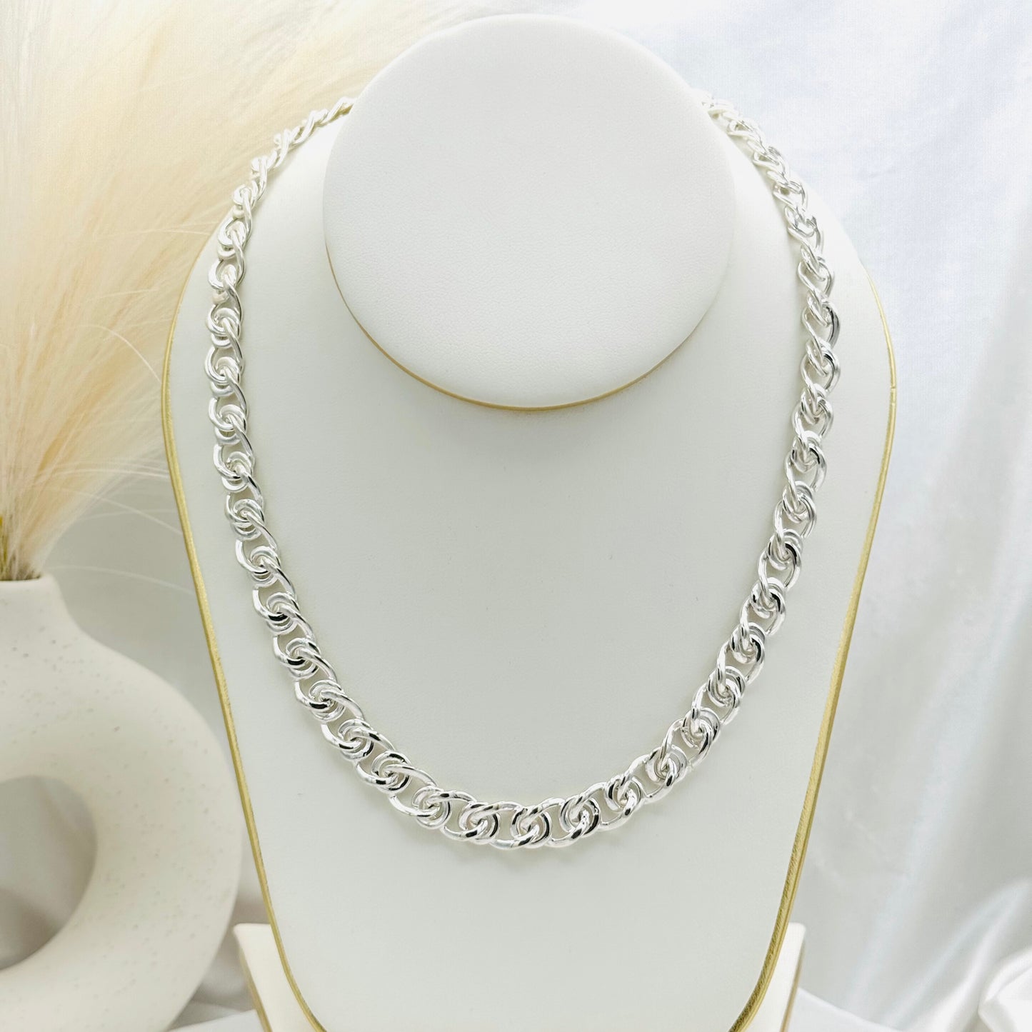 Round Marina link chain Necklace in 925 Sterling Silver MCH05