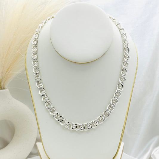 Round Marina link chain Necklace in 925 Sterling Silver MCH05