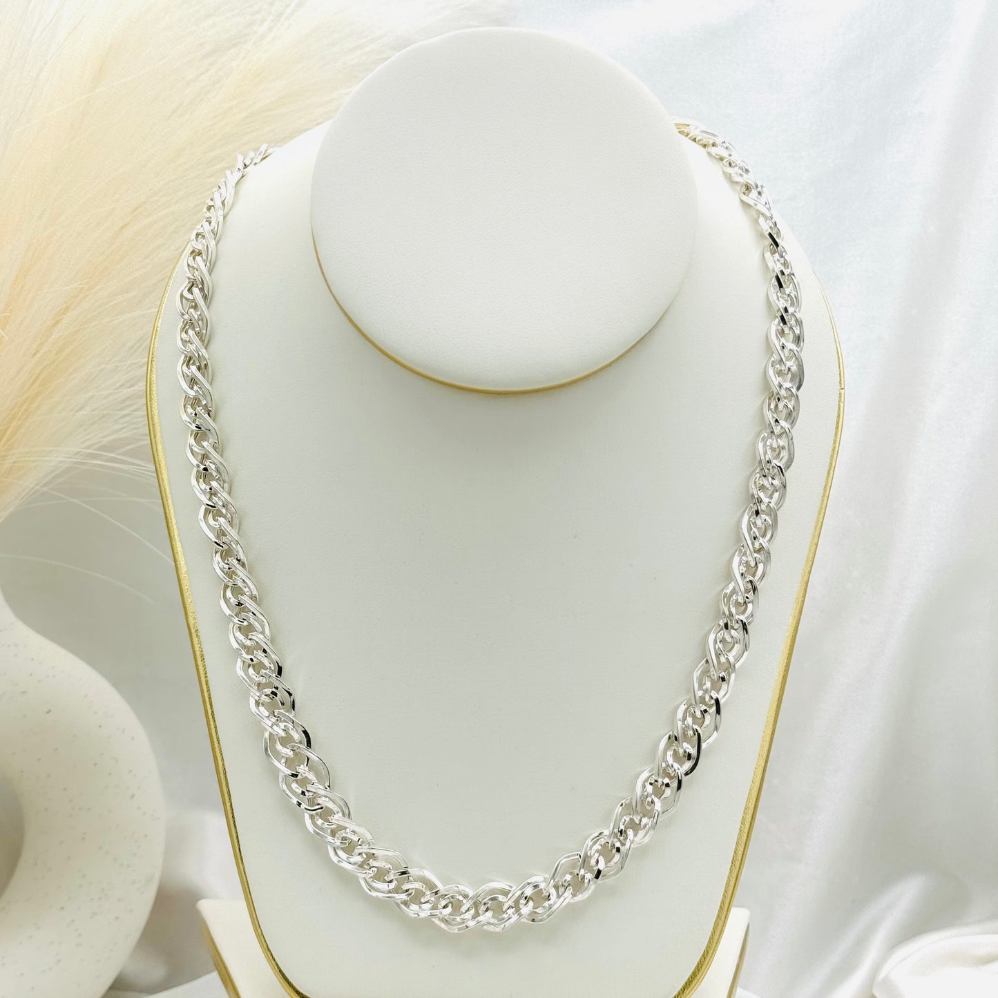 Bismark link chain Necklace in 925 Sterling Silver MCH04