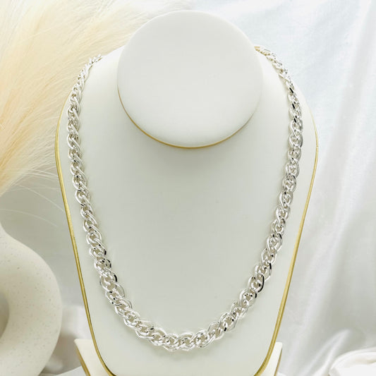 Bismark link chain Necklace in 925 Sterling Silver MCH04