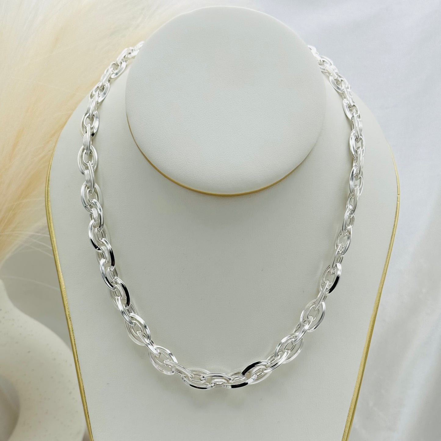 Cable link chain Necklace in 925 Sterling Silver MCH07