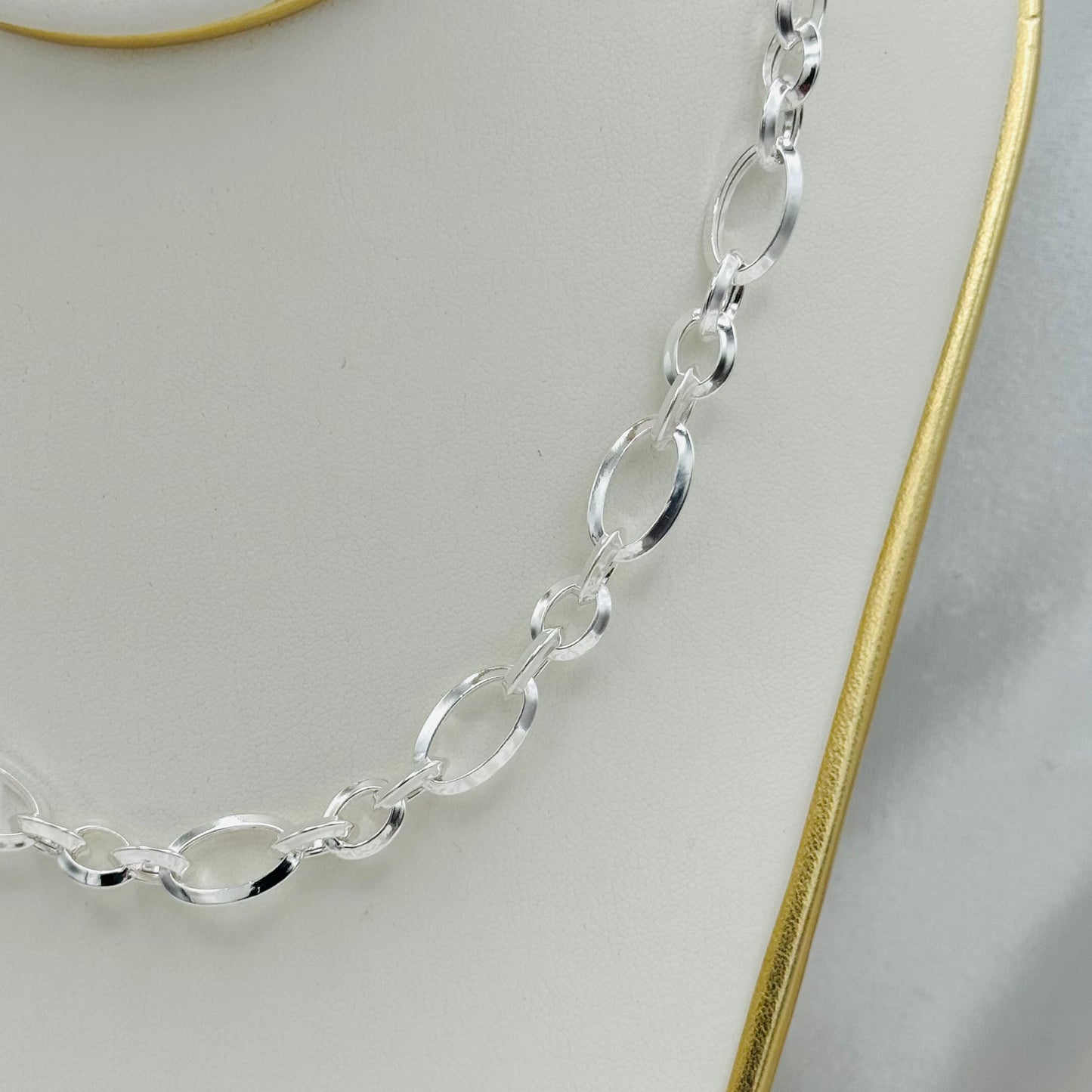 Fancy Rolo link chain Necklace in 925 Sterling Silver MCH08