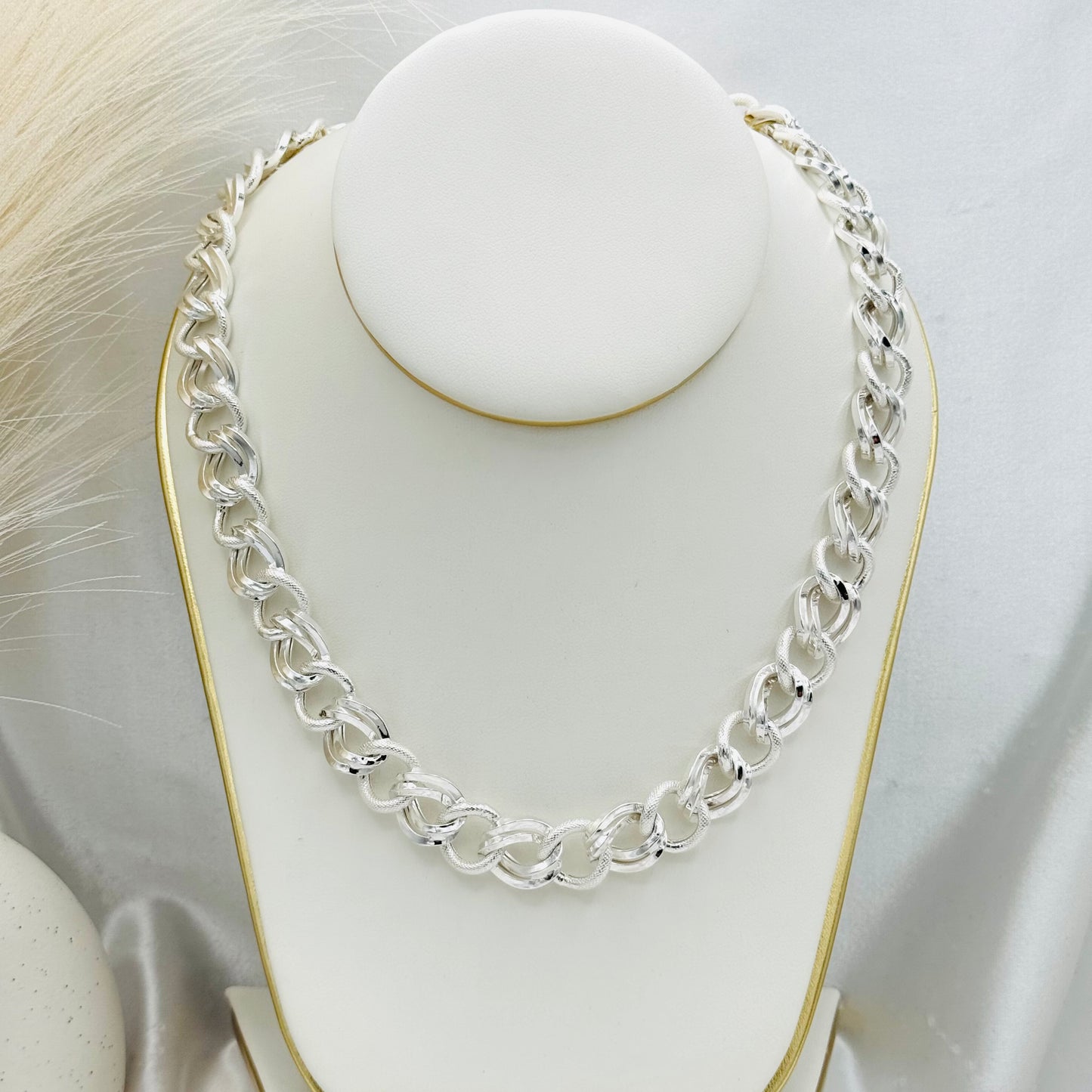 Artisan Chunky Link Necklace in 925 Sterling Silver MCH23