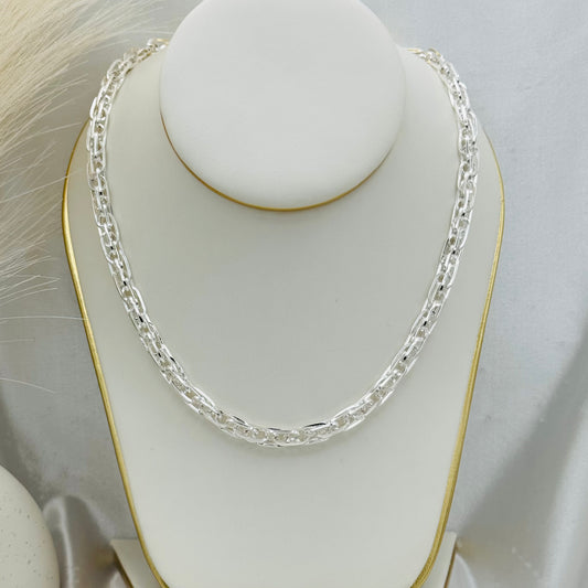 Paperclip Link Necklace in 925 Sterling Silver MCH26