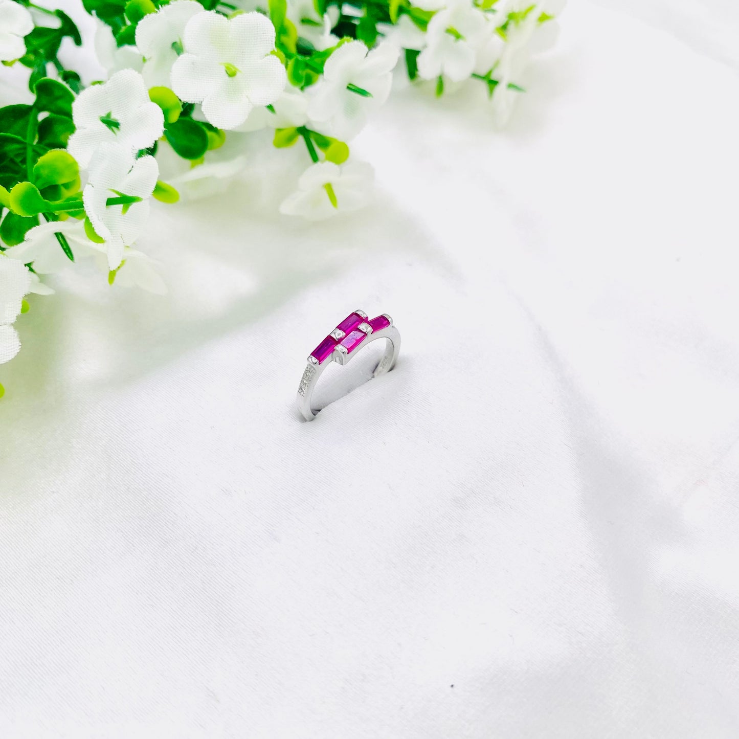 Women Ruby Silver Ring WRI149