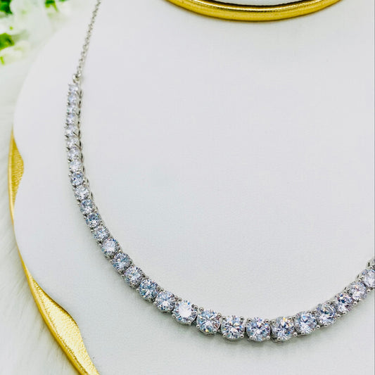 Round Adjustable Tennis Necklace with Dangler Earrings UTN09