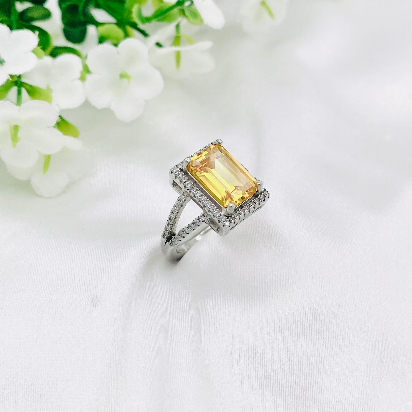 Women Yellow Sapphire Silver Ring WRI172
