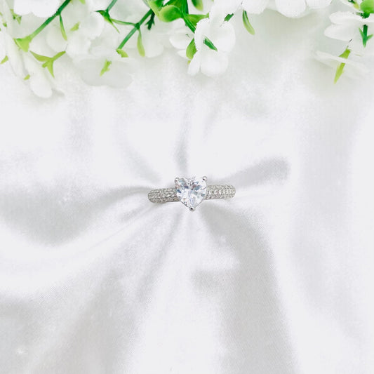 Women Heart Solitaire Silver Ring WRI195