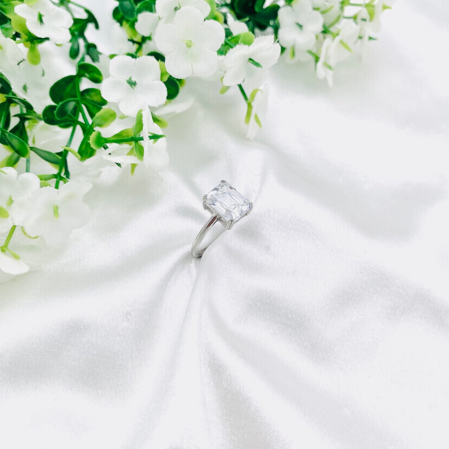 Women Emerald cut Silver Ring WRI177