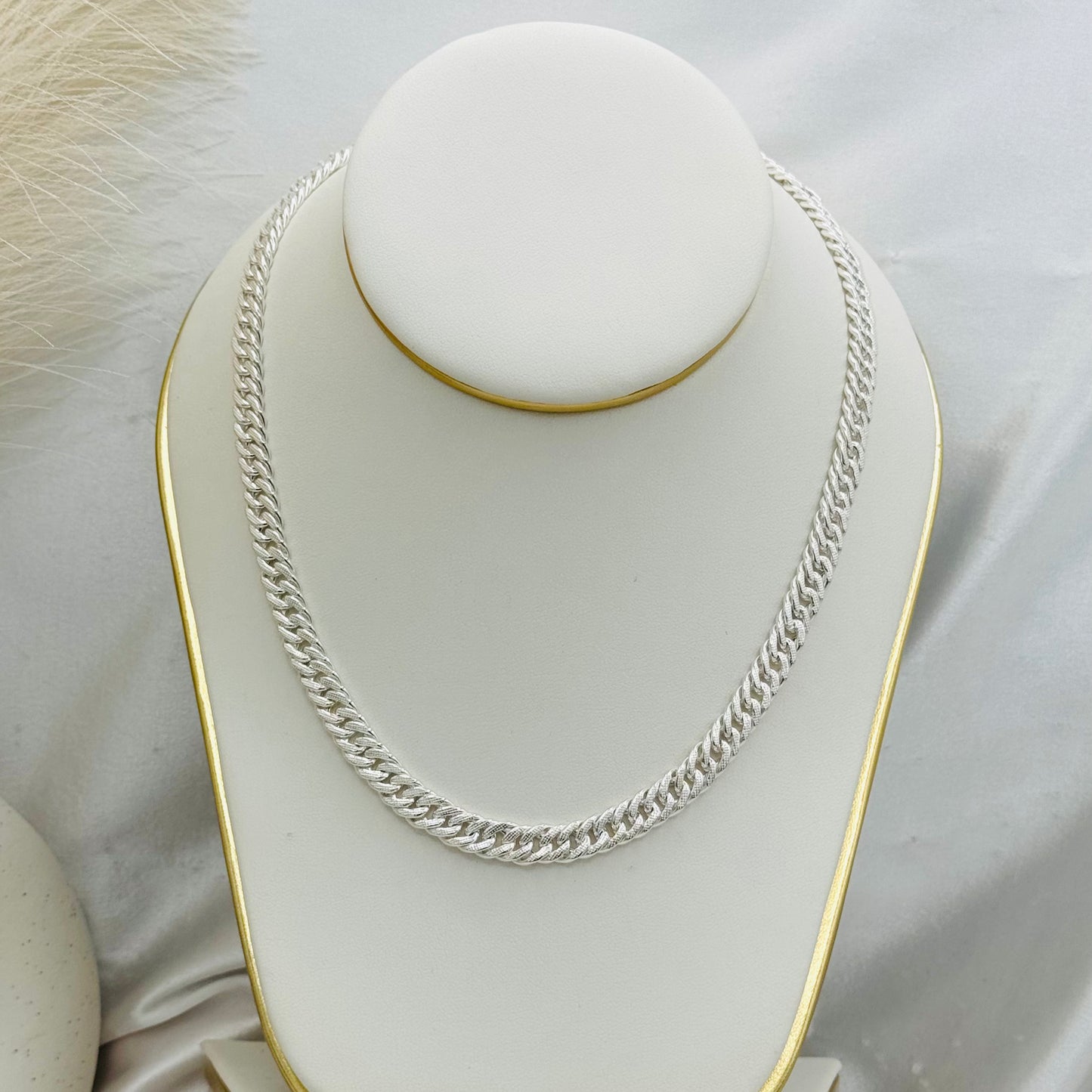 Textured Cuban Curb Chain Necklace in 925 Sterling Silver MCH01