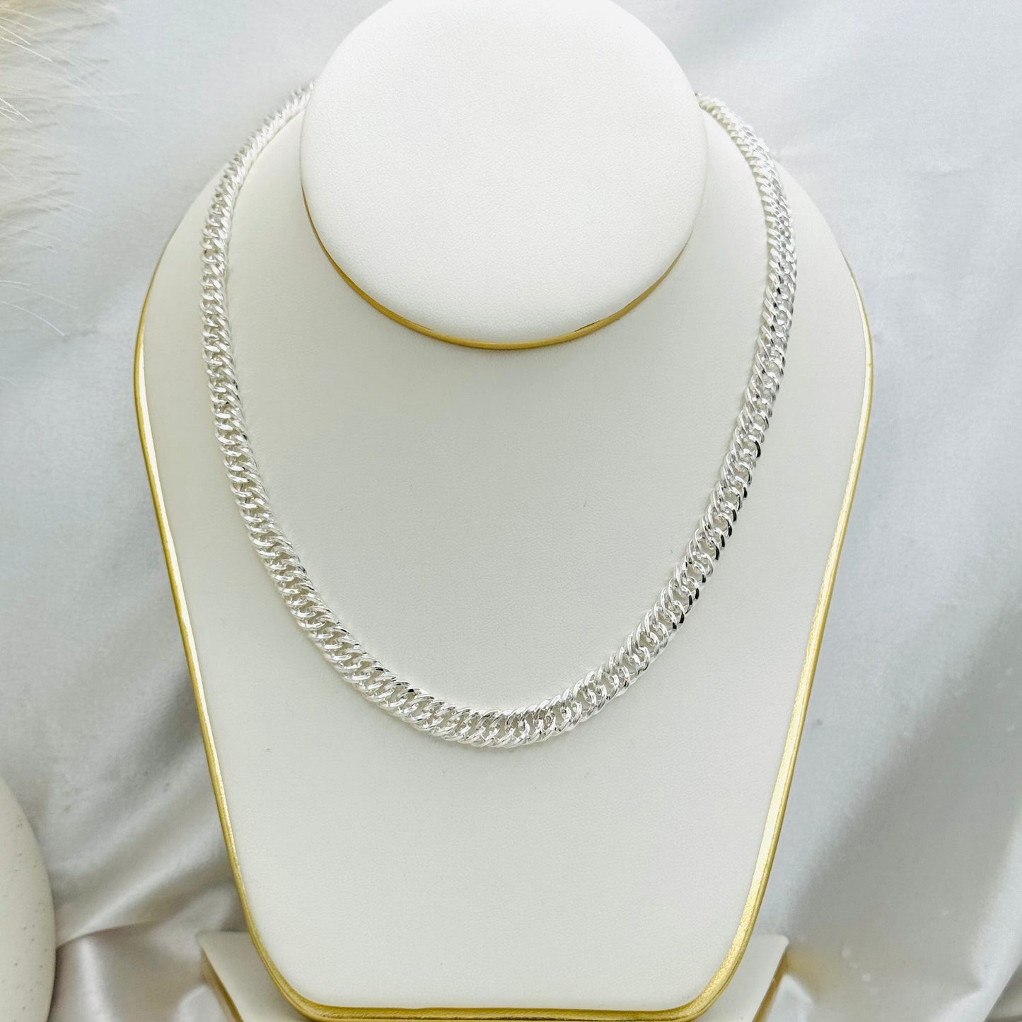 Double Cuban link chain Necklace in Sterling Silver MCH02