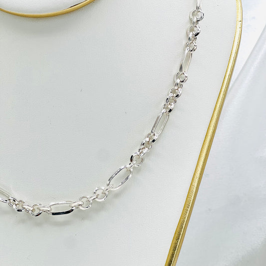 Round Link Necklace in 925 Sterling Silver MCH16